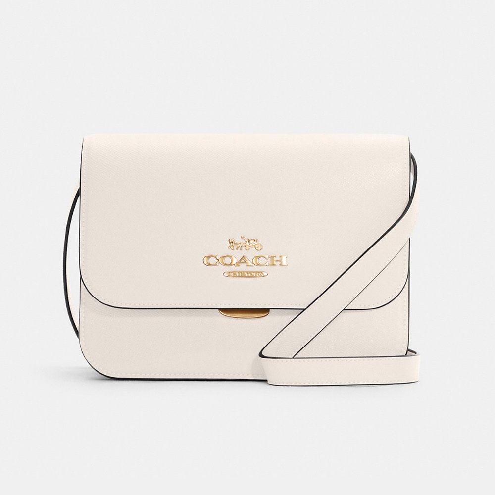 Coach Brynn Flap Crossbody leather purse in white/cream with gold tone hardware
